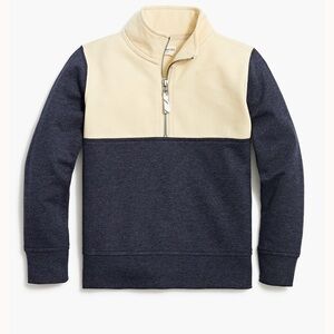 Crewcuts Cream and Navy Quarter-Zip Pullover